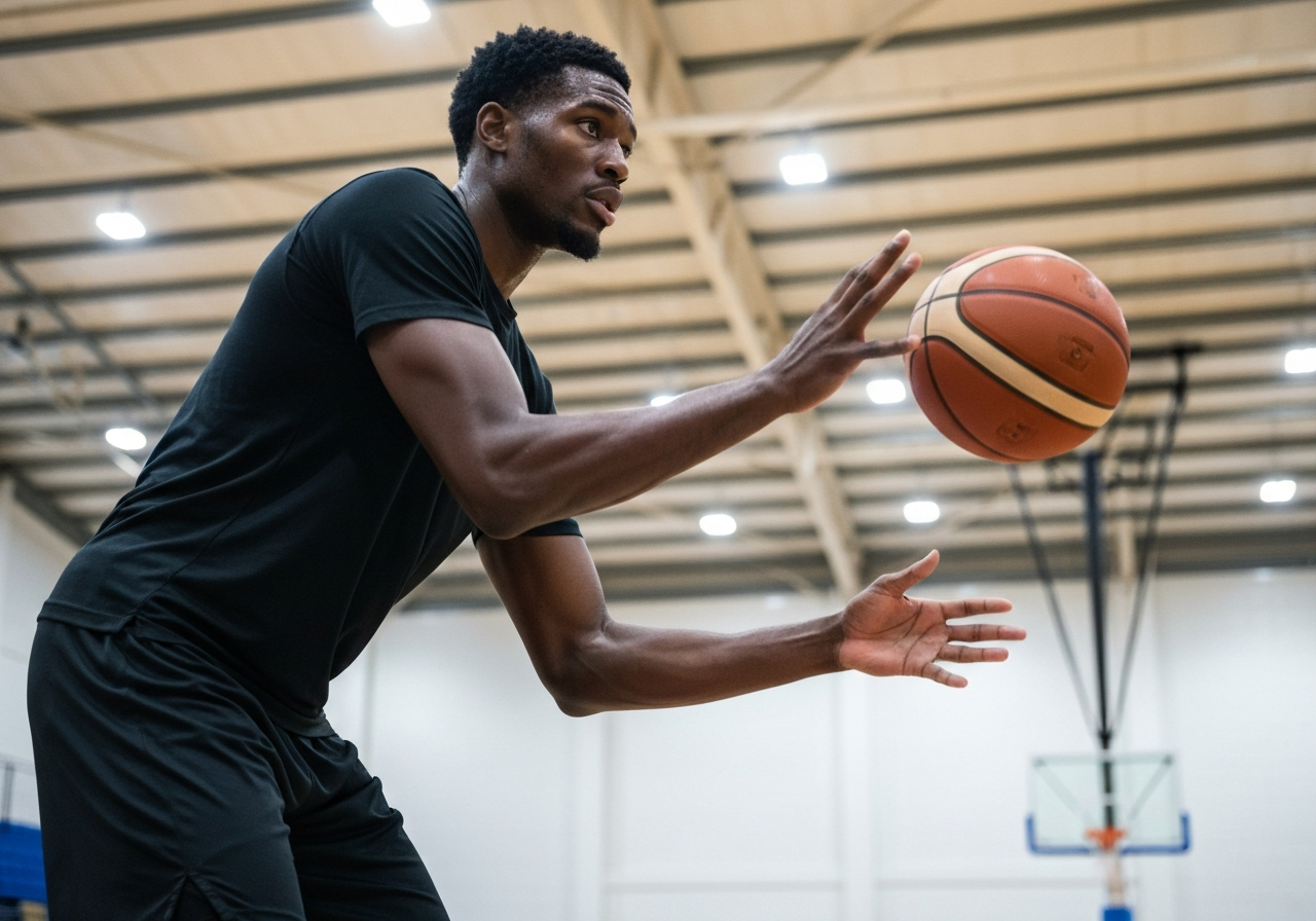 Basketball player practicing form shooting drill close to the rim